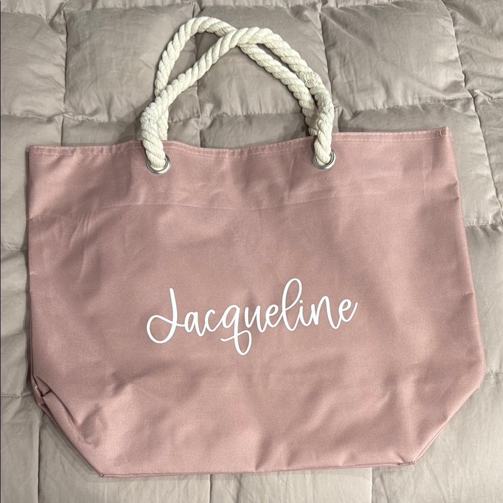 Dusty Mauve Tote Bag personalized with name Jacqueline